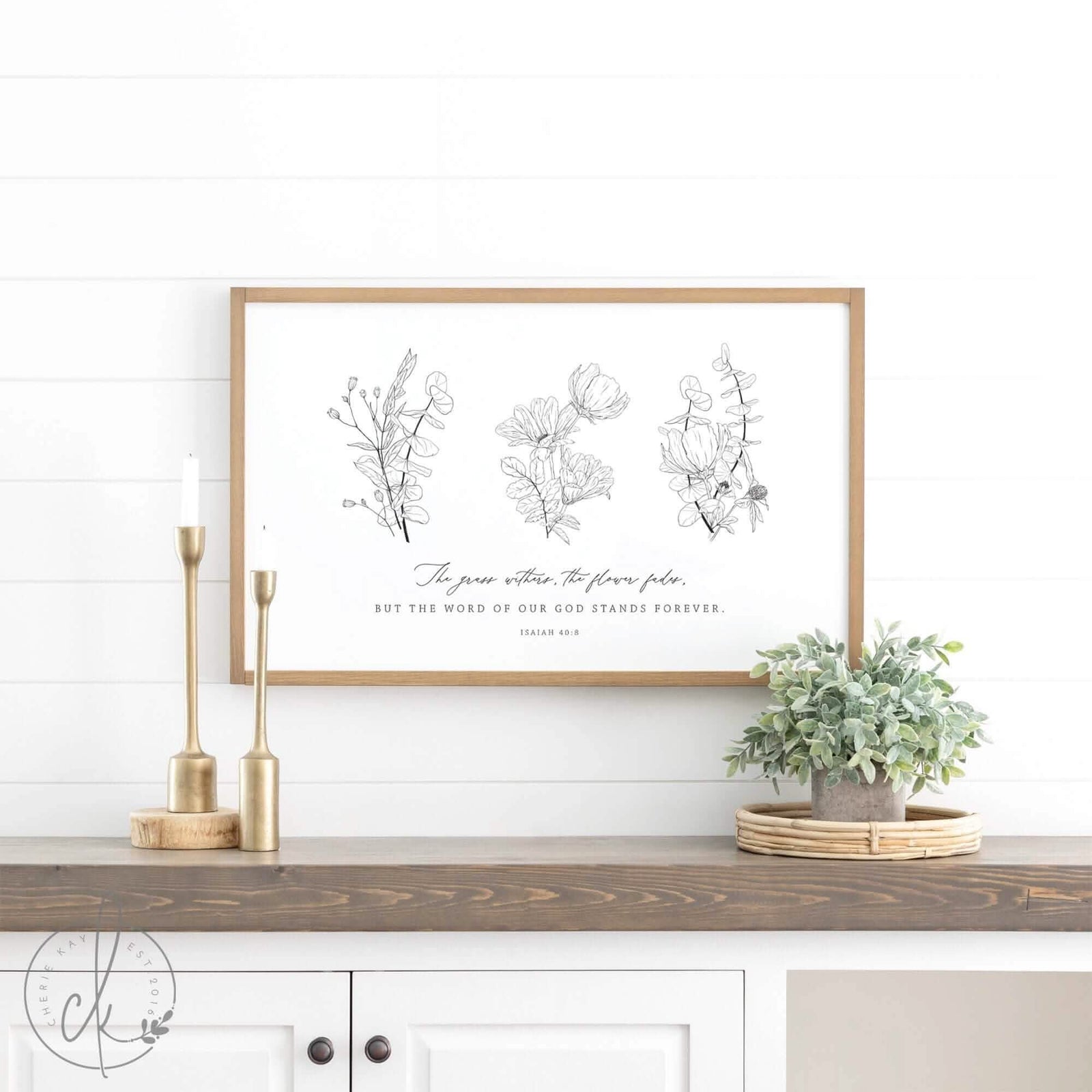 Scripture sign | the grass withers the flower fades sign | scripture wall decor | Bible verse sign