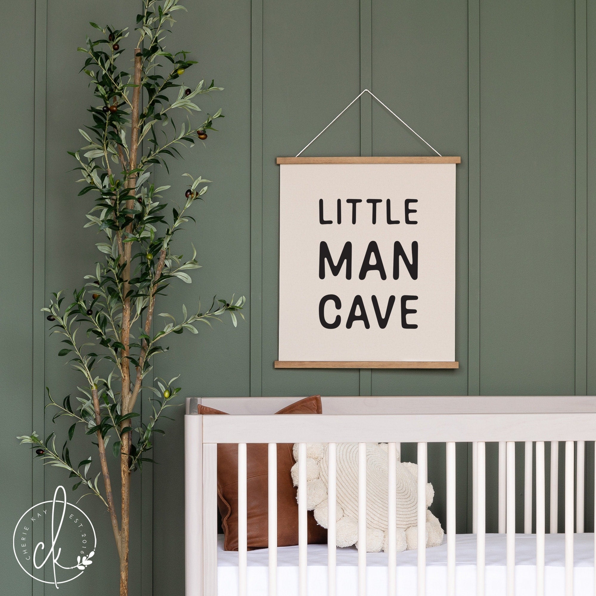 Little Man Cave | Canvas Sign | Fabric Wall Hanging | Boy Room Decor | Playroom Wall Decor | Nursery Wall Art