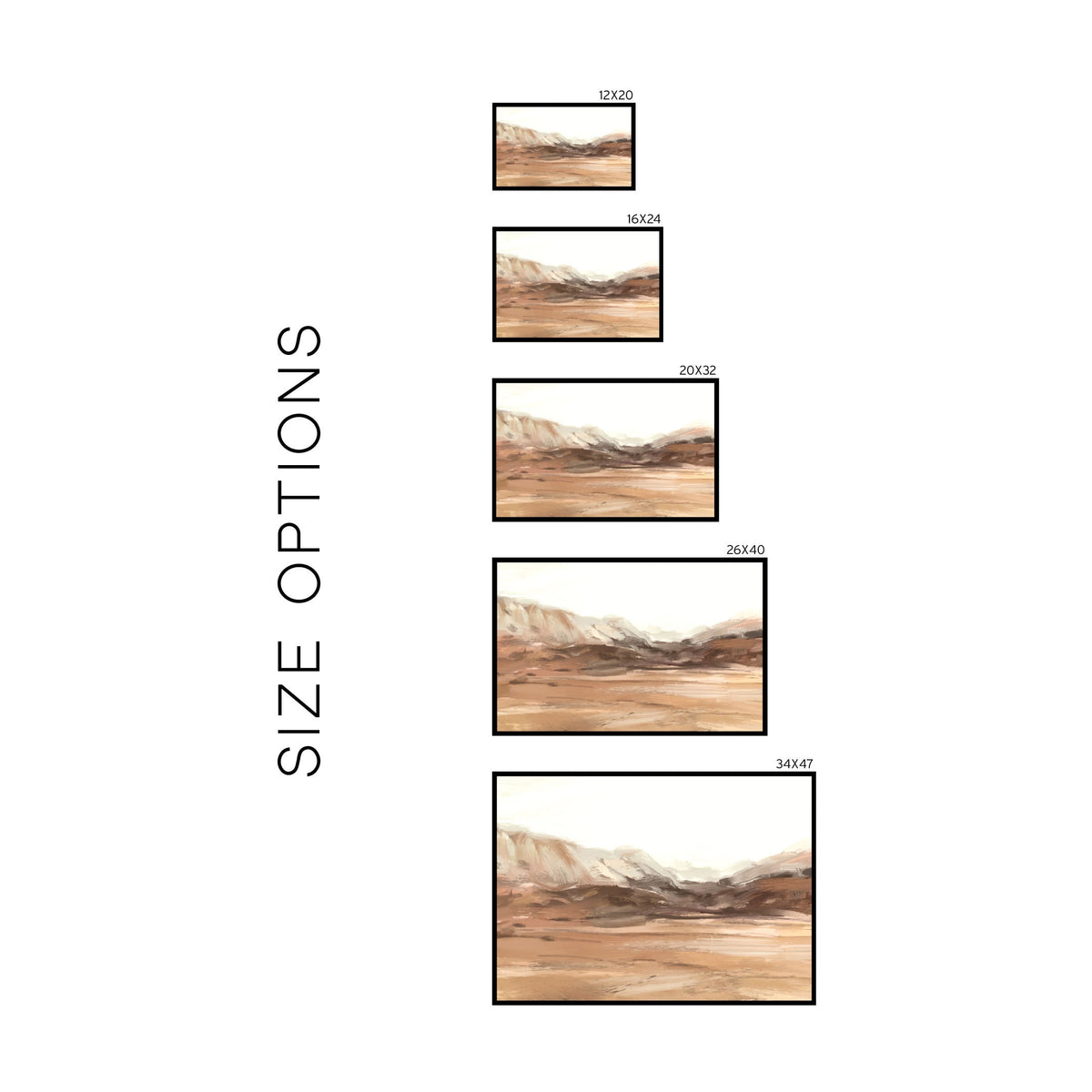 framed desert landscape art | abstract landscape | wood signs | large wall art | W12