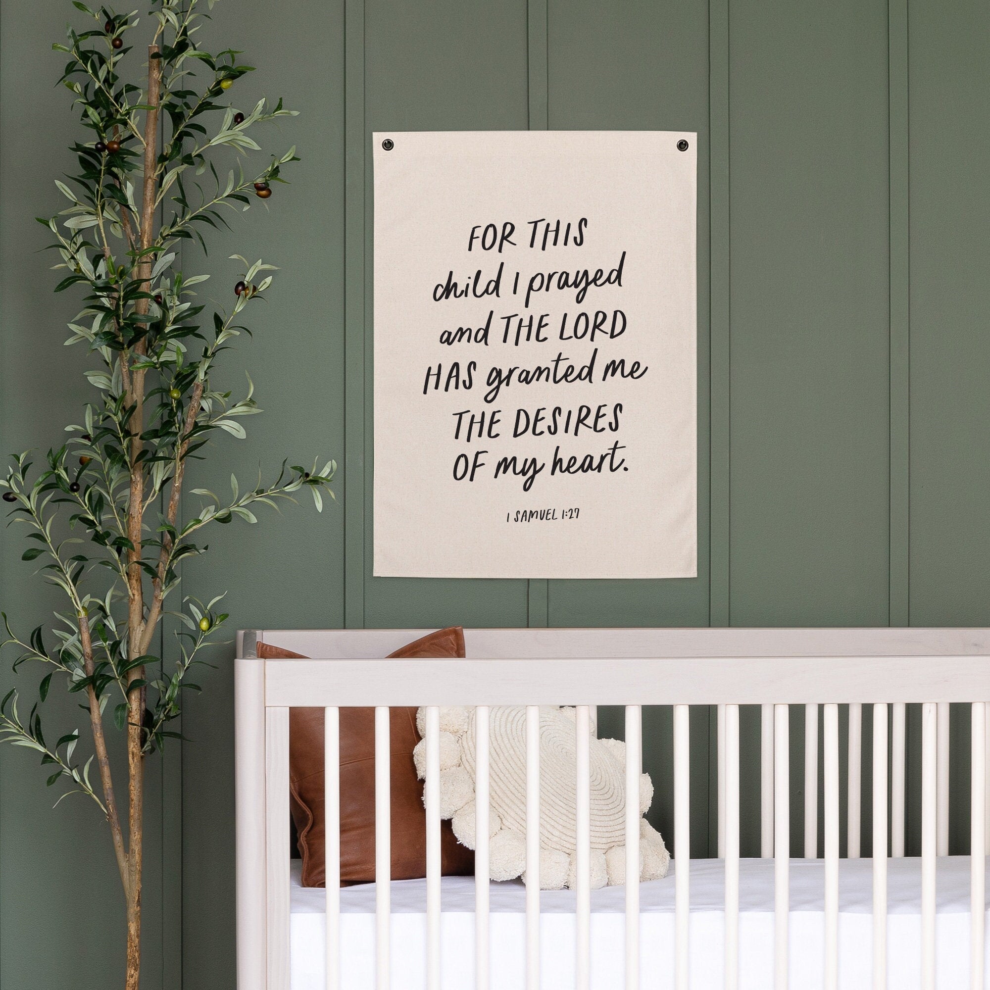 For This Child I Prayed | Canvas Flag | Scripture Nursery Decor | Bible Verse For Nursery | Baby Gift | 1 Samuel 1:27