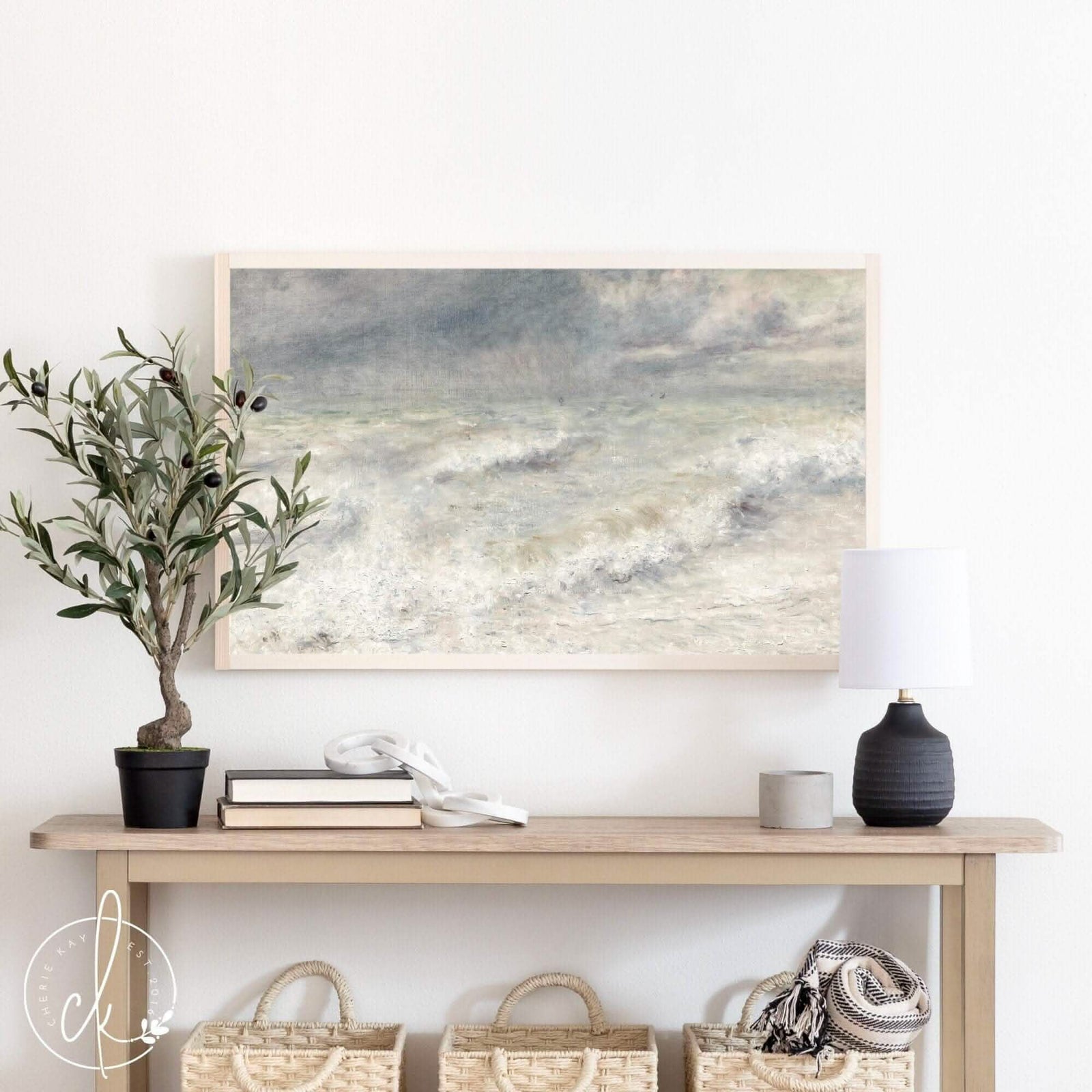 Seascape Wall Art | Framed Wall Art | Living Room Decor | Wood Wall Art | Coastal Painting | Muted Wall Art