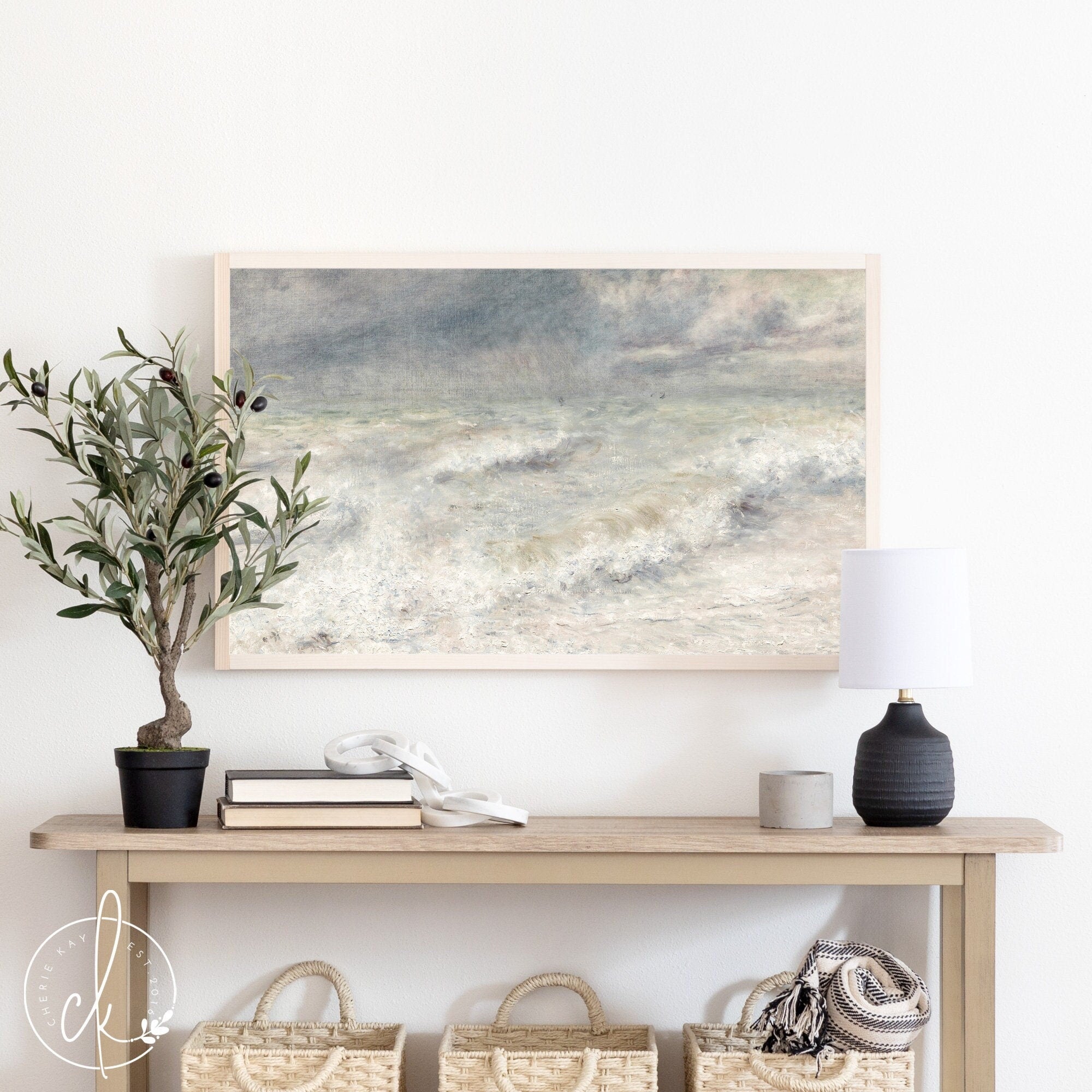 Seascape Wall Art | Framed Wall Art | Living Room Decor | Wood Wall Art | Coastal Painting | Muted Wall Art