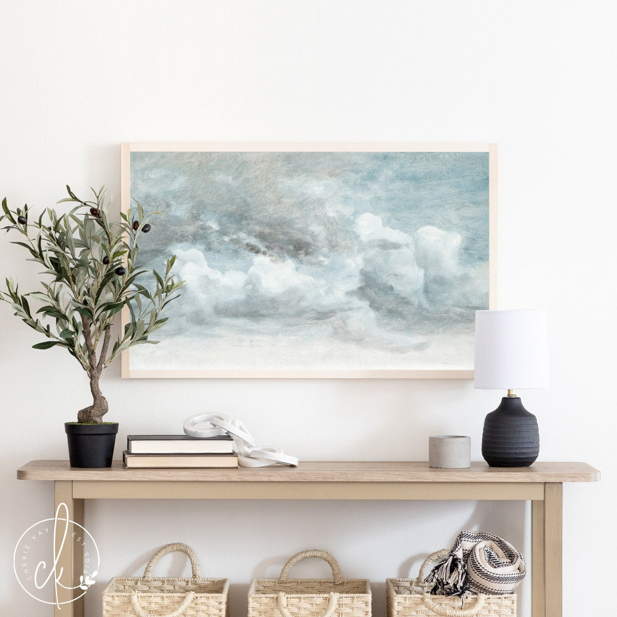 Clouds Painting | Puffy Clouds Painting | Framed Wall Art | Entryway Wall Decor | Living Room Art | Stormy Clouds Painting | Lionel Constable