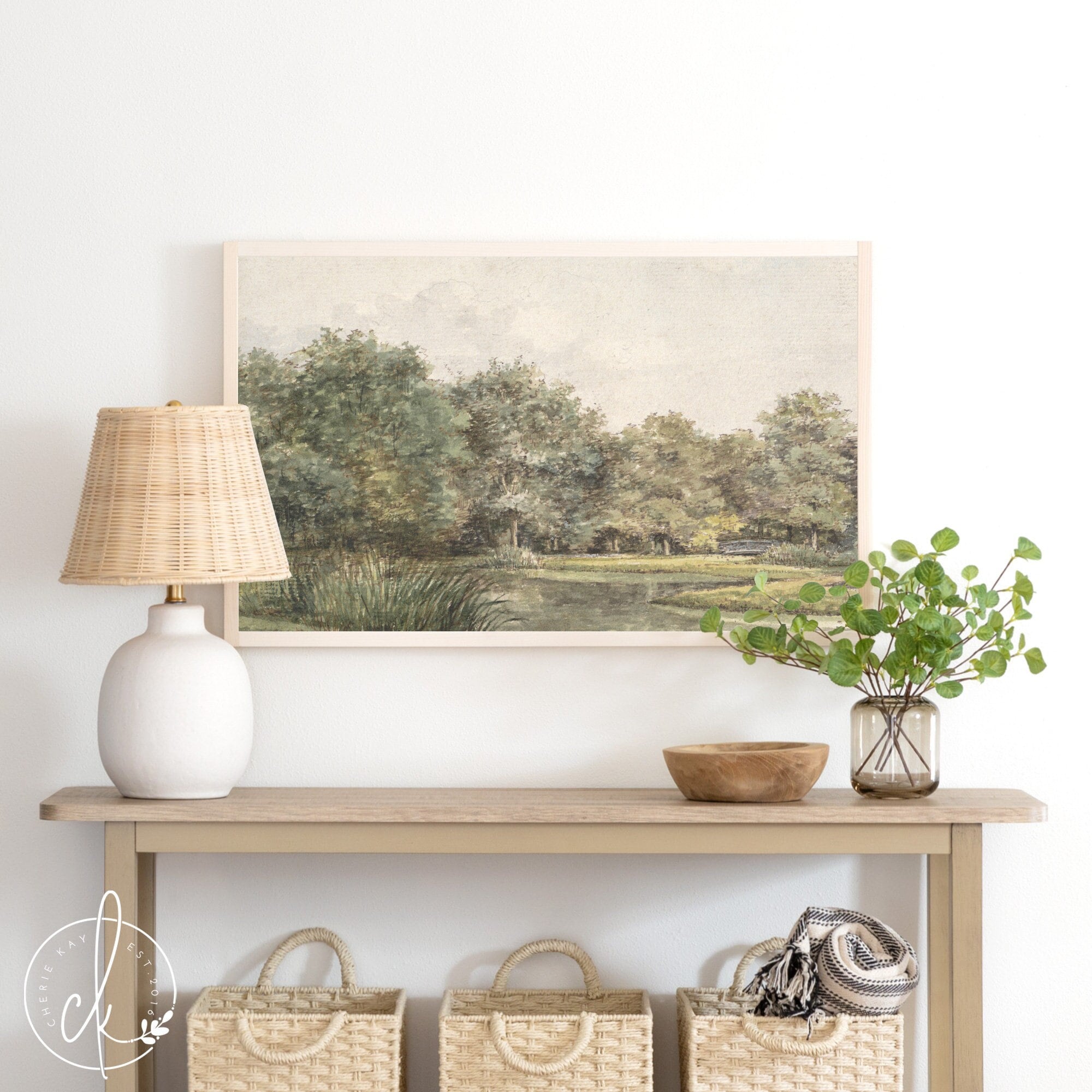 Landscape Wall Art | Vintage Wall Art | Framed Wall Art | Living Room Decor | Entryway Decor | Tree Painting