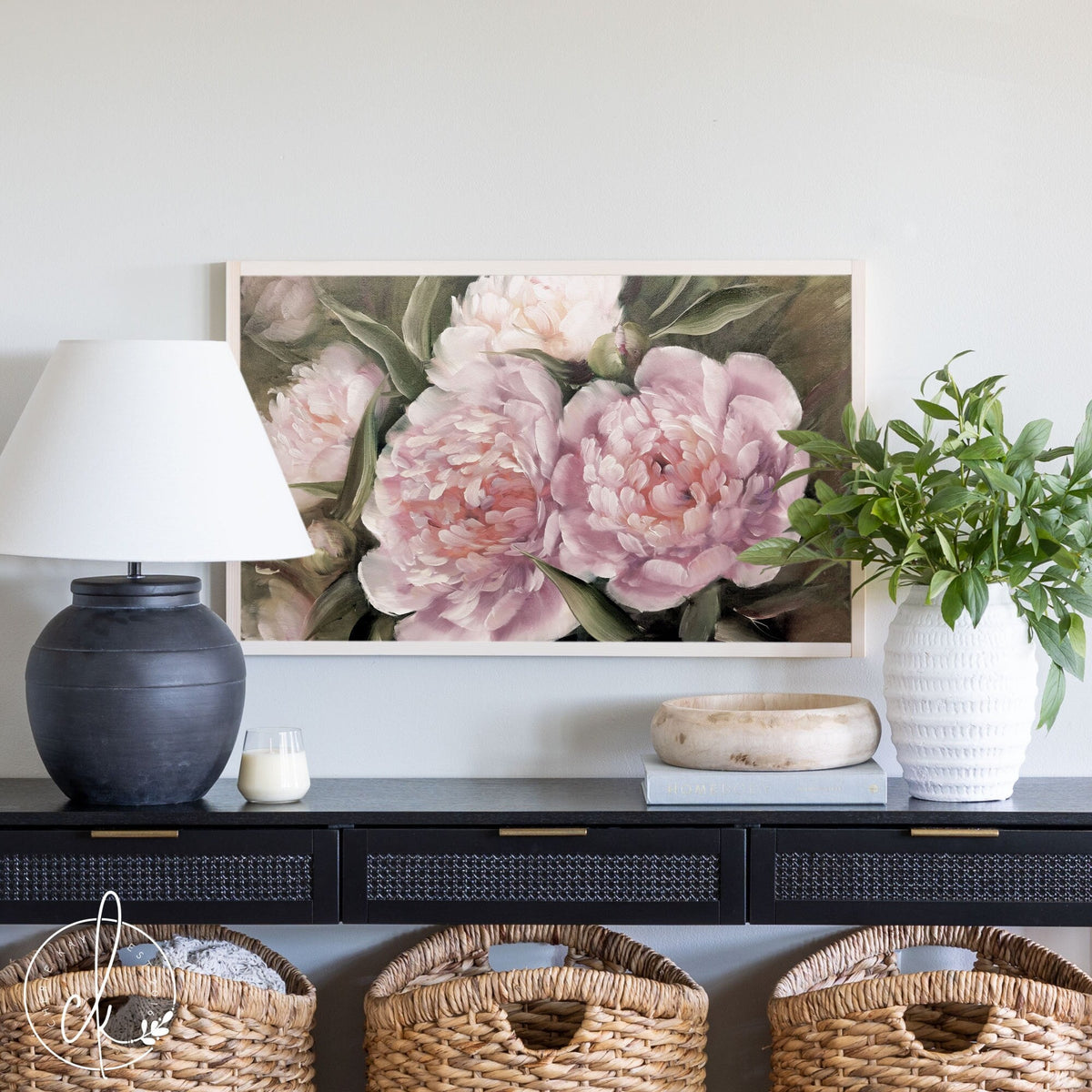 Pink Peonies | Floral Wall Art | Framed Wall Art | Living Room Wall Decor | Botanical Wall Art | Wood Wall Art | Large Wall Art
