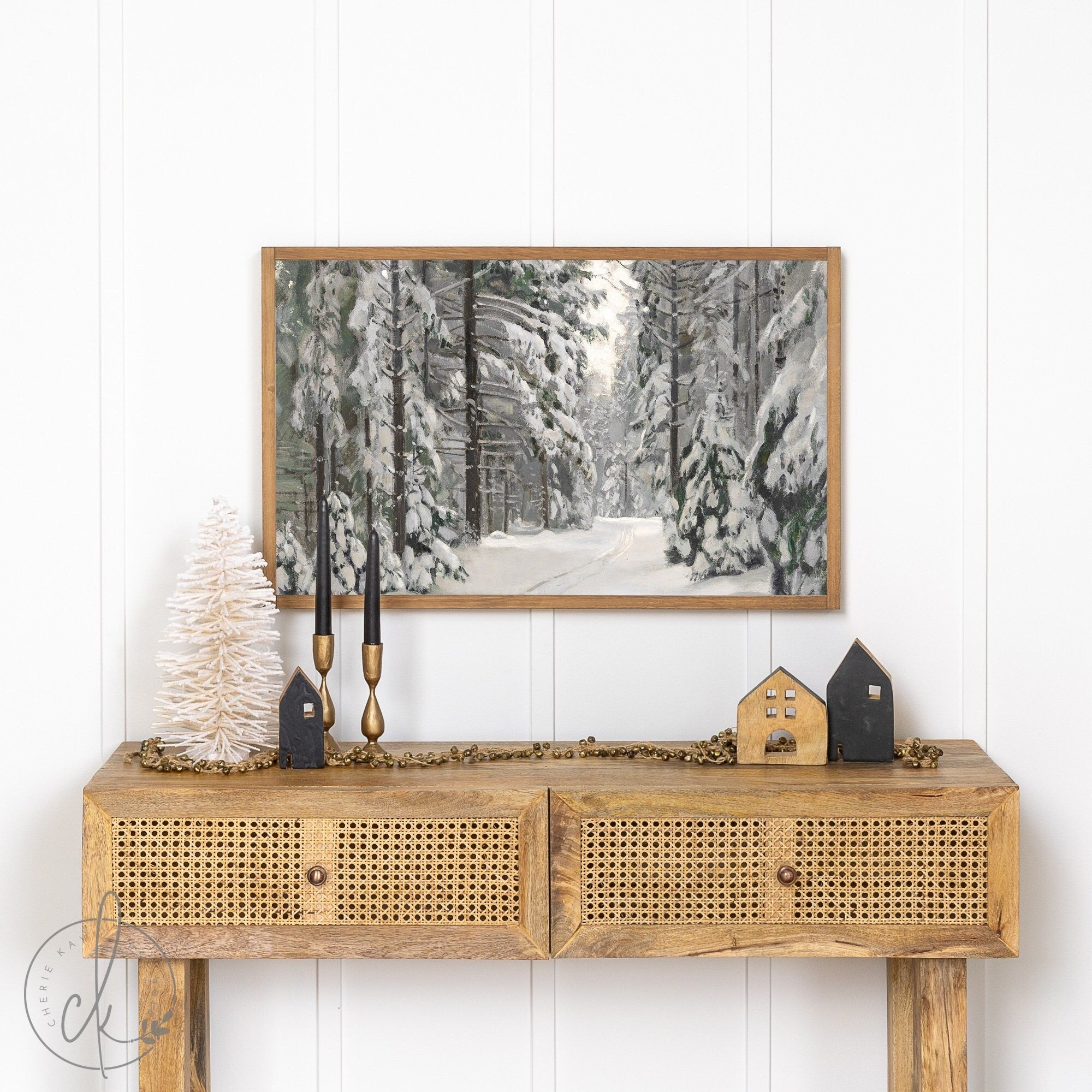 Winter Landscape Wall Art | Snowy Art | Framed Wall Art | Living Room Decor | Winter Trees Wall Decor
