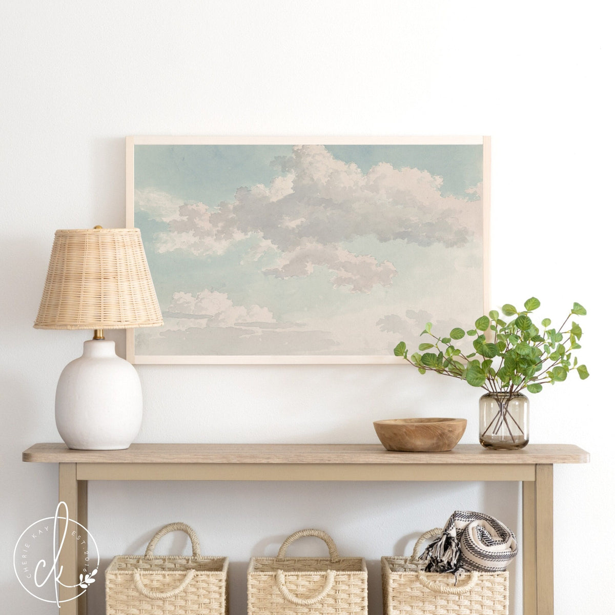 Clouds and Sky Painting | Living Room Art | Framed Wall Art | Entryway Art | Blue Sky Painting