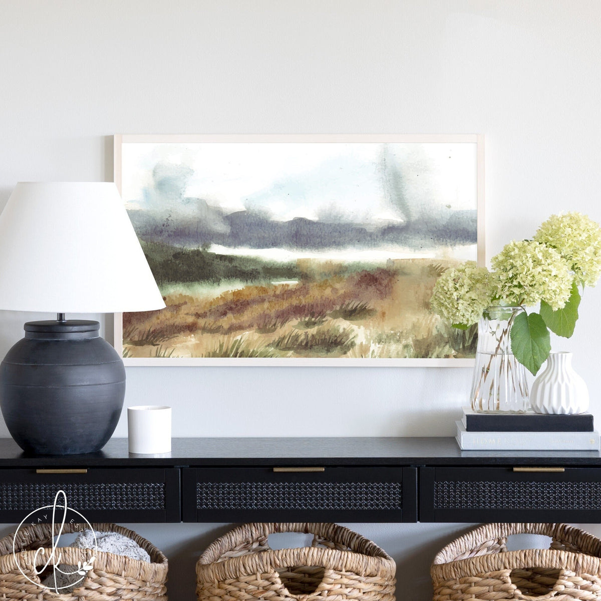 Meadow Landscape Art | Framed Wall Art | Living Room Wall Decor | Entryway Art | Countryside Painting | Spring Meadow