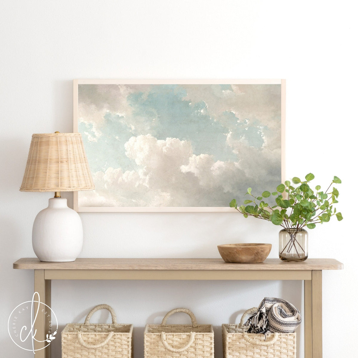 Clouds and Sky Painting | Vintage Wall Art | Framed Wall Art | Landscape Painting | Living Room Decor | Bedroom Decor