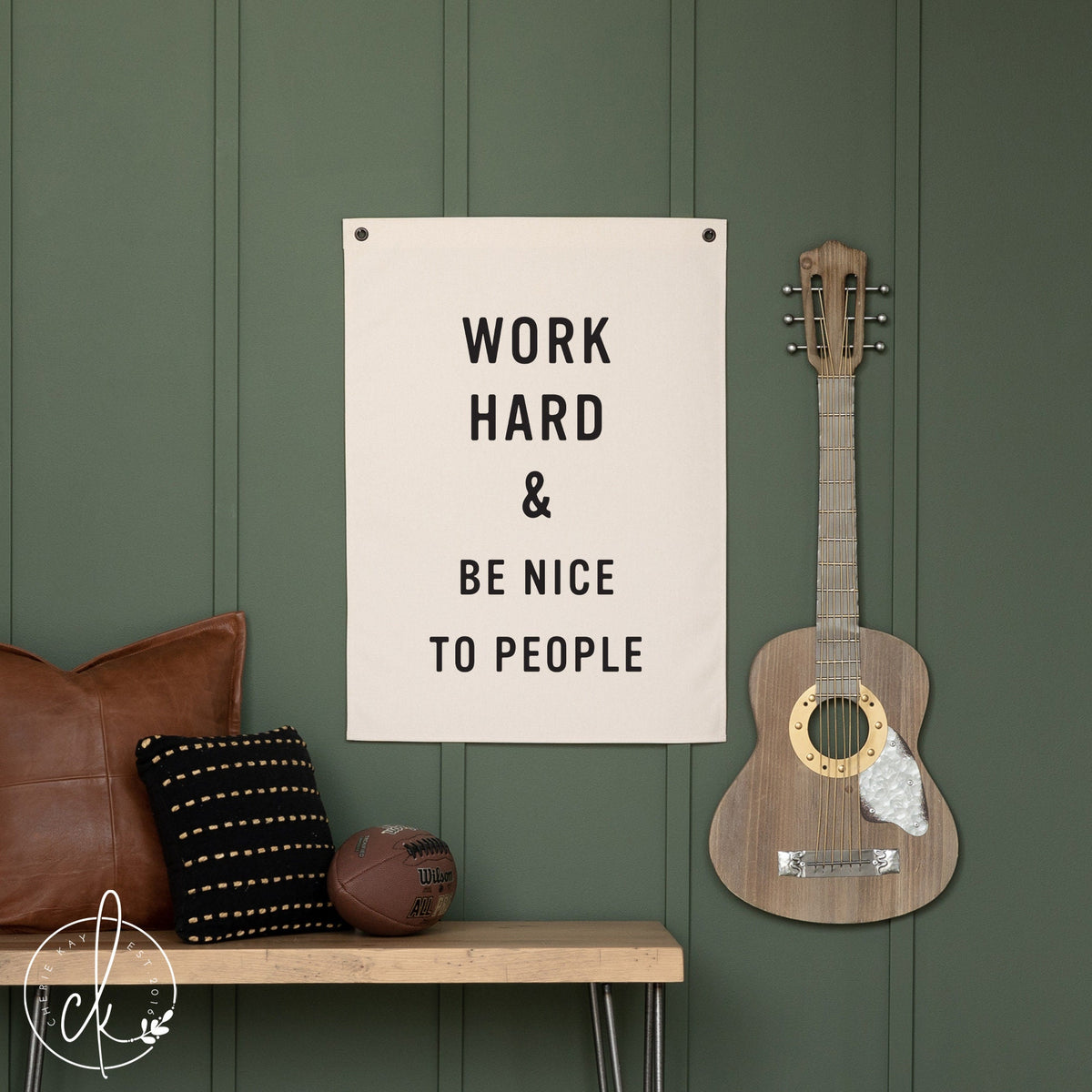 Work Hard And Be Nice To People | Canvas Flag | Quotes About Life | Inspirational Art | Canvas Wall Art | Kids Room Decor