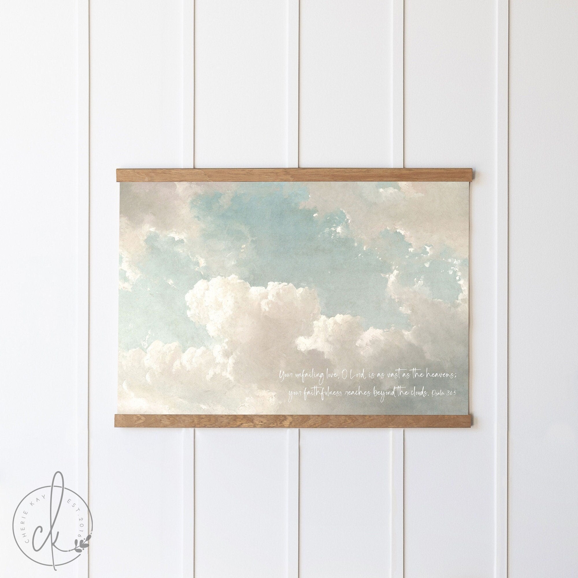 Clouds Painting | Canvas Tapestry | Your Unfailing Love | Psalm 36 5 | Cloud Canvas Art | Living Room Wall Decor | Sky Painting