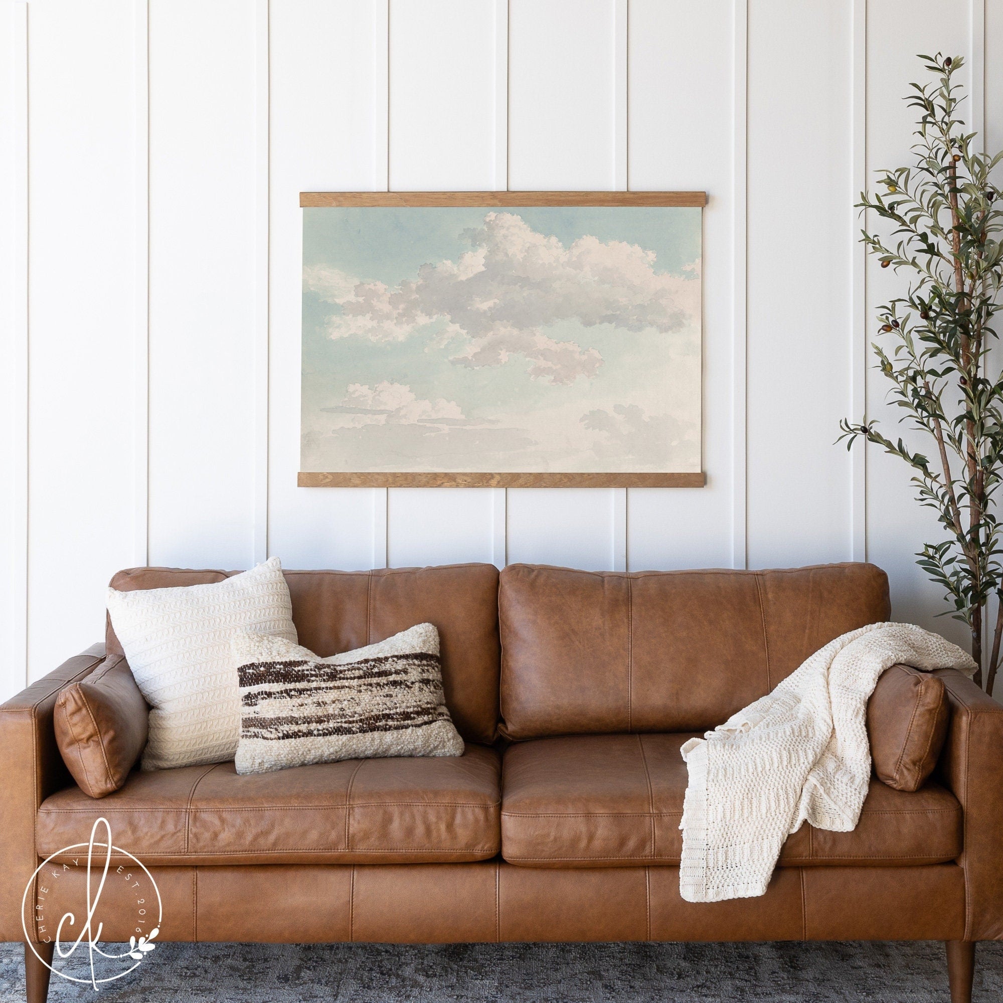 Cloud Painting Canvas Tapestry | Fabric Wall Hanging | Sky Landscape Painting | Living Room Wall Decor | Cloud Wall Ar