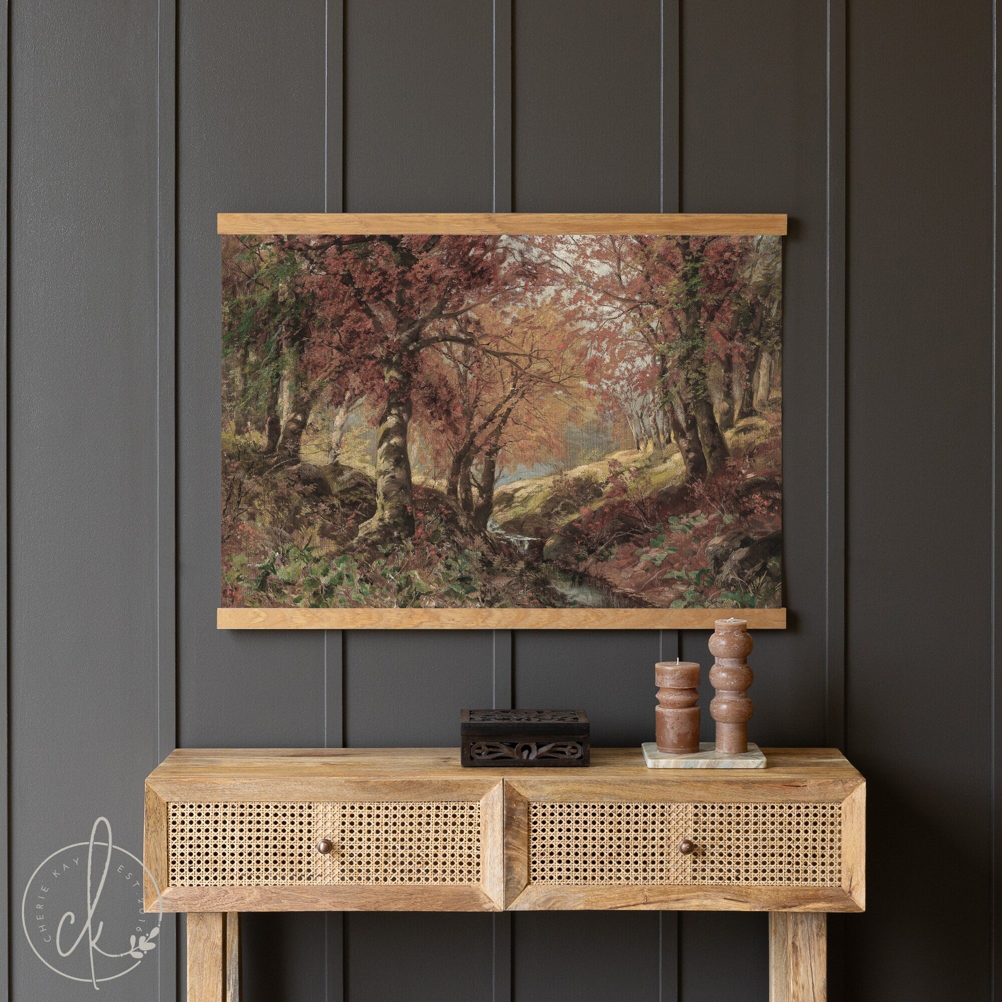 Autumn Forest Painting | Canvas Tapestry | Fall Canvas Art | Autumn Canvas Art | Thanksgiving Wall Decor | Living Room Decor