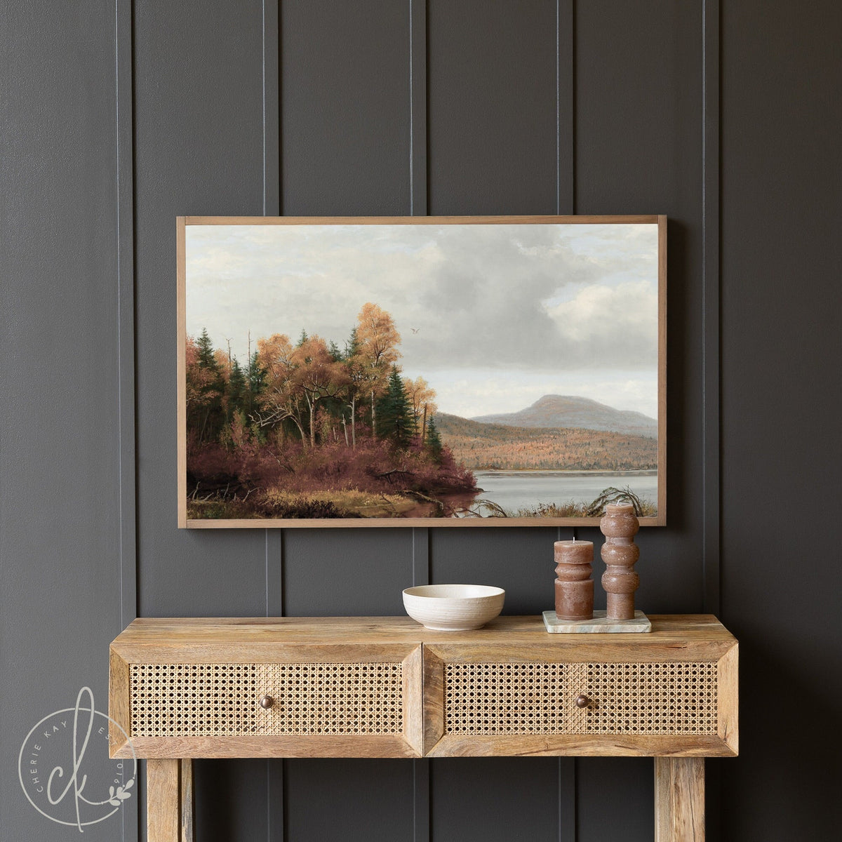 Fall Mountains Landscape Art | Framed Wall Art | Living Room Decor | Fall Home Decor | Autumn Trees Wall Art