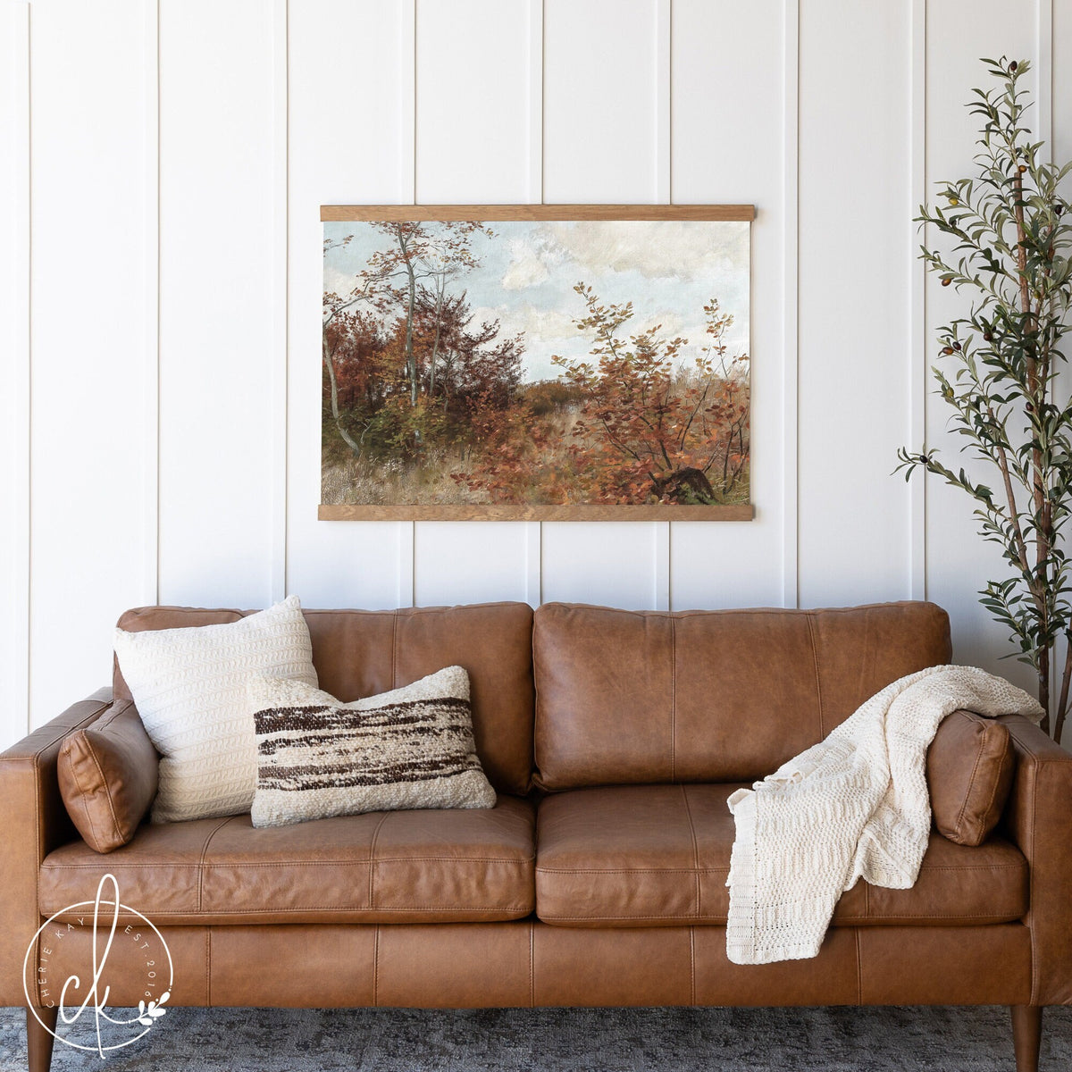 Autumn Landscape Painting | Canvas Tapestry | Fall Wall Decor | Thanksgiving Wall Decor | Living Room Wall Decor | Autumn Painting
