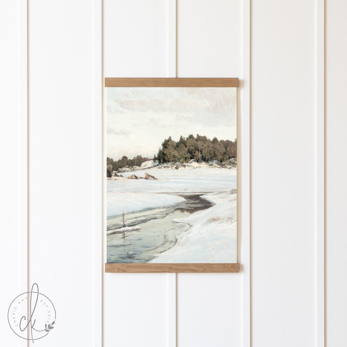 Winter Landscape | Canvas Tapestry | Snowy Landscape Painting | Winter Wall Decor | Entryway Decor | Christmas Wall Art