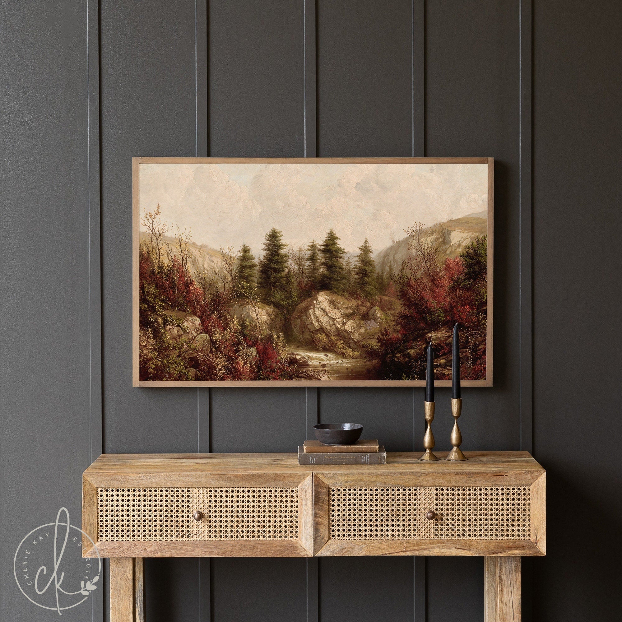 Autumn Landscape Art | Fall Living Room Decor | Framed Wall Art | Fall Home Decor | Framed Fall Scenery Painting