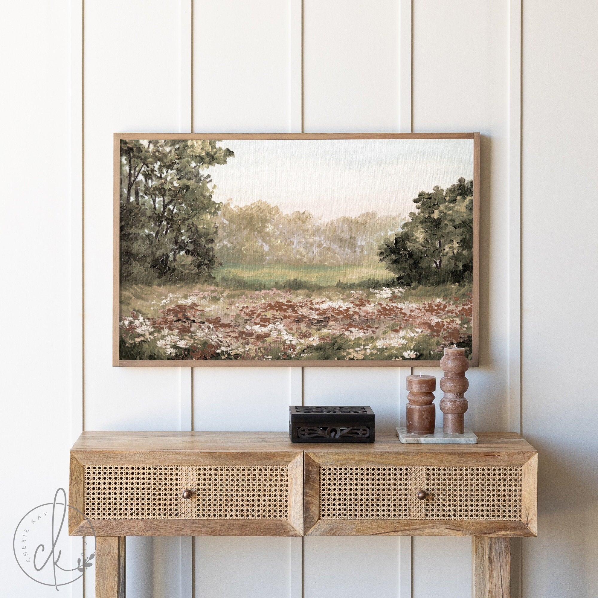 Meadow With Wildflowers | Wall Art | Botanical Art | Framed Wall Art | Living Room Decor | Vintage Art