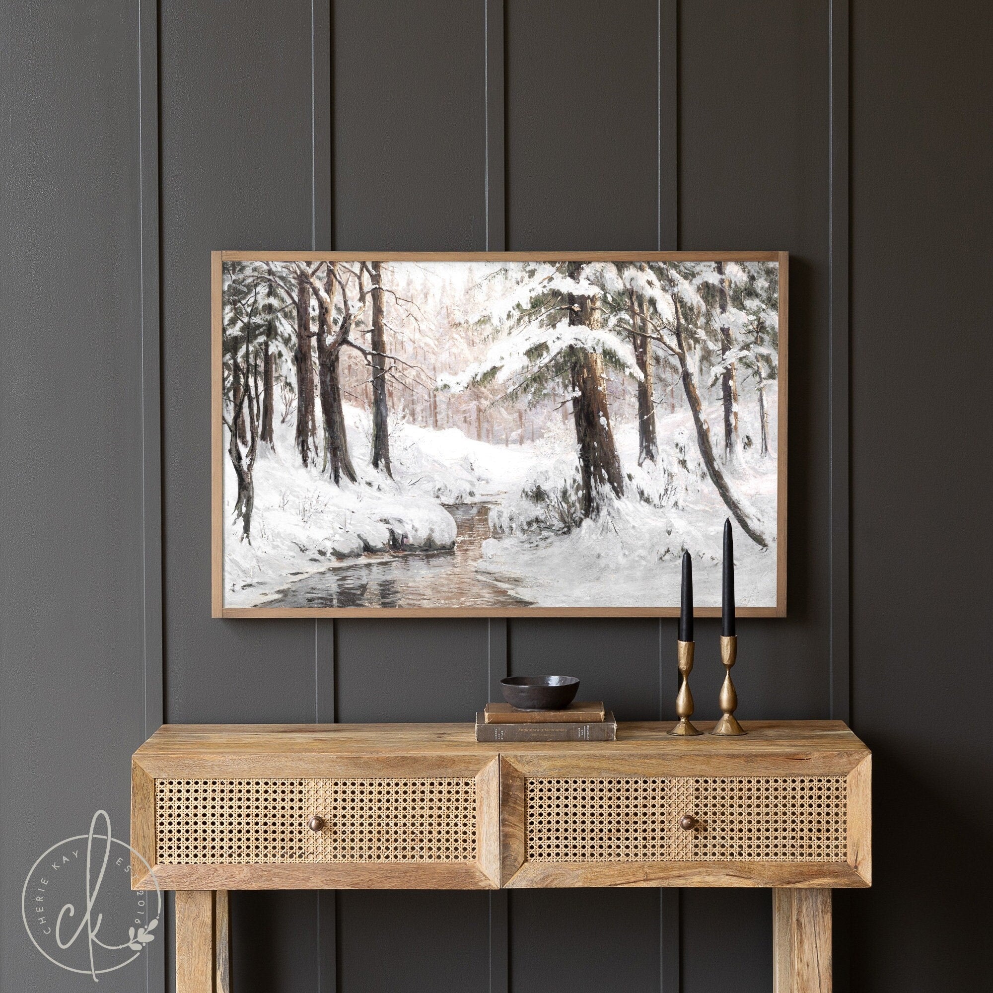 Winter Forest Painting | Snowy Trees Wall Art | Living Room Decor | Christmas Wall Decor | Winter Wonderland Painting