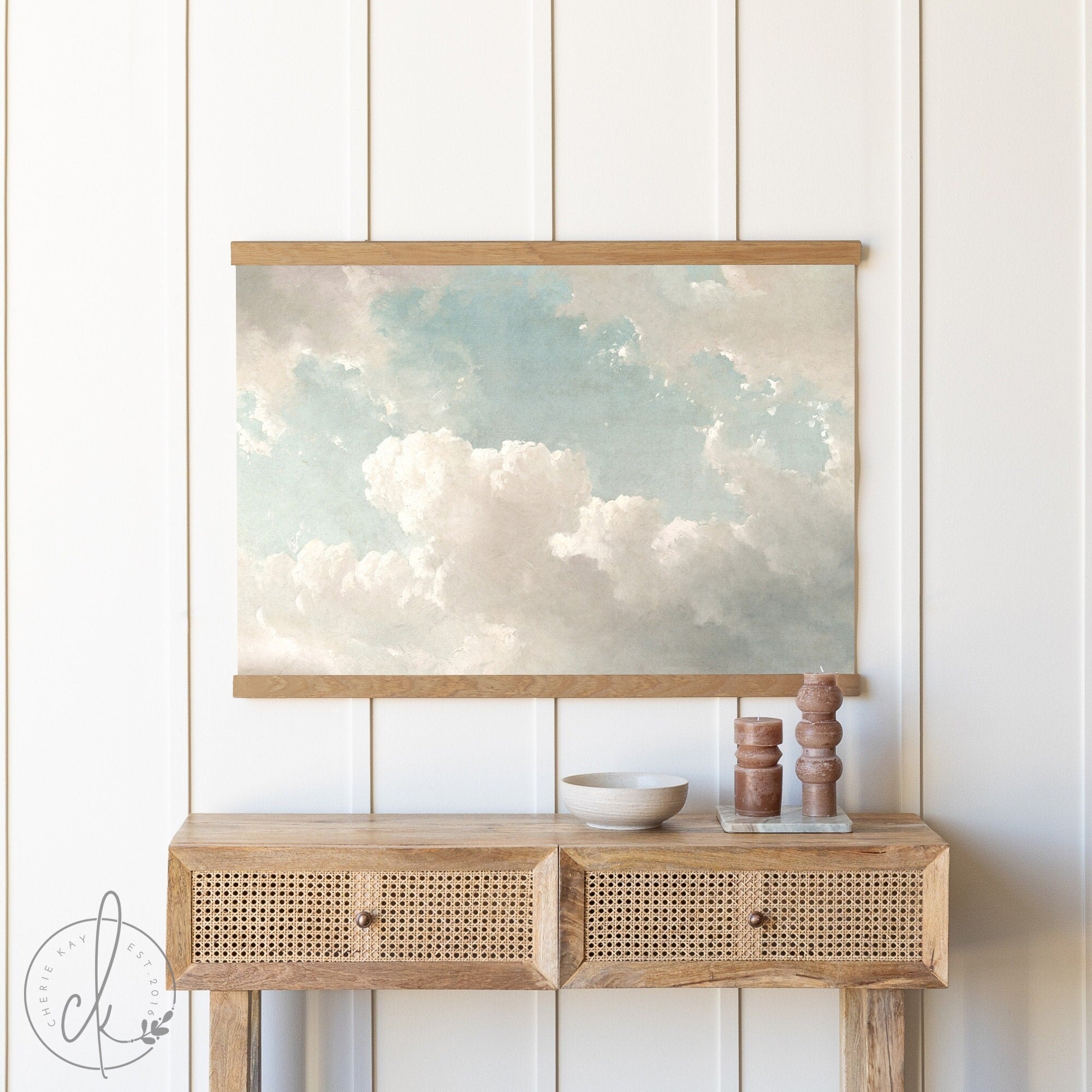 Cloud Painting Canvas Tapestry | Sky Painting | Entryway Decor | Fabric Wall Hanging | Living Room Wall Decor | Cloud Wall Decor