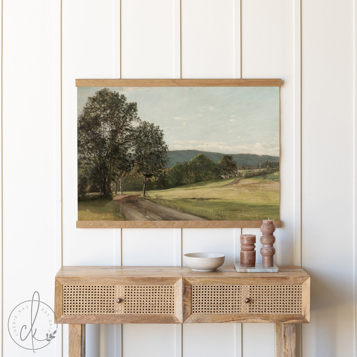 Summer Meadow Painting | Canvas Tapestry | Landscape Painting | Scenic Meadow Painting | Living Room Wall Decor | Vintage Painting | Entryway Wall Decor