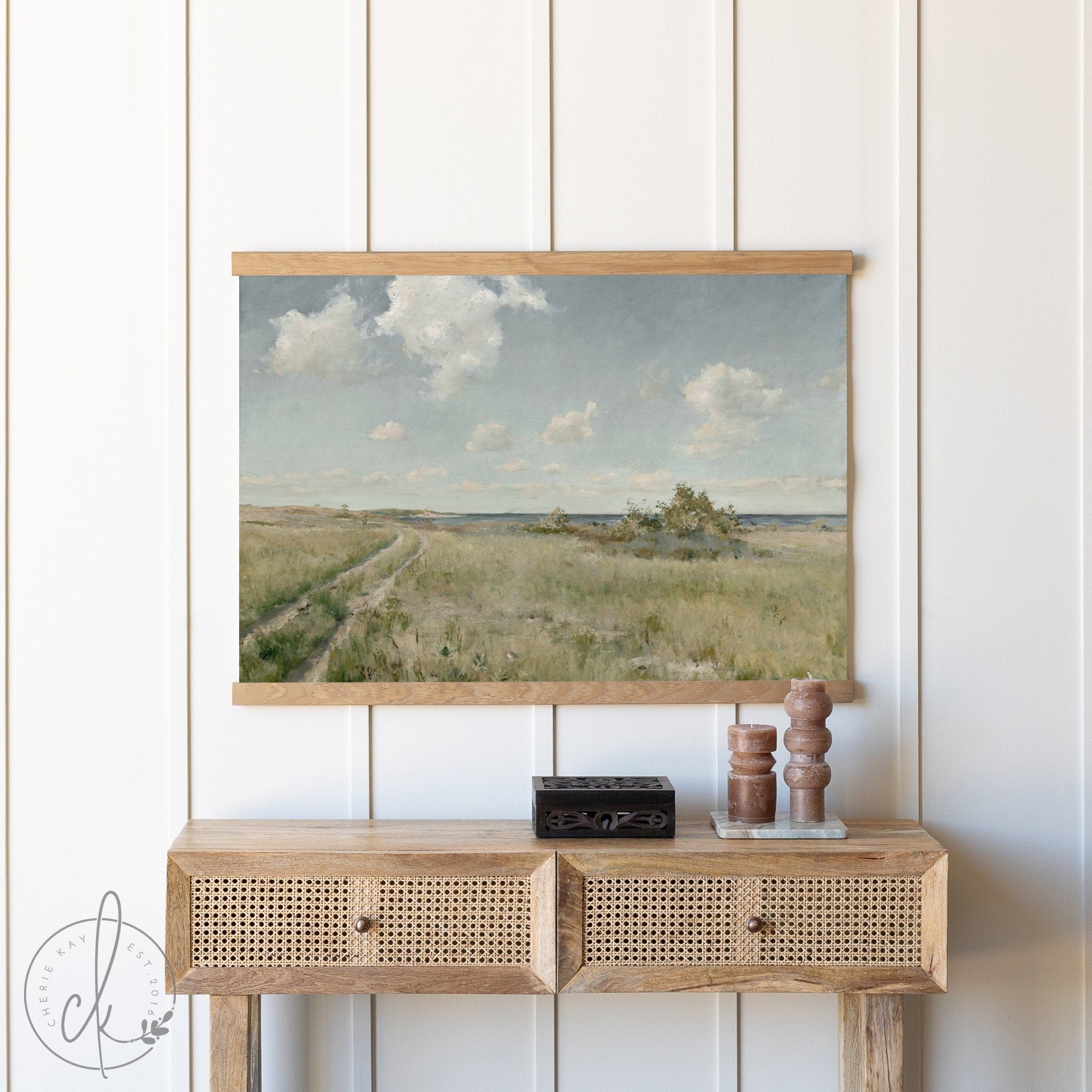 Meadow Landscape | Canvas Tapestry | Scenic Landscape Painting | Countryside Painting | Vintage Painting