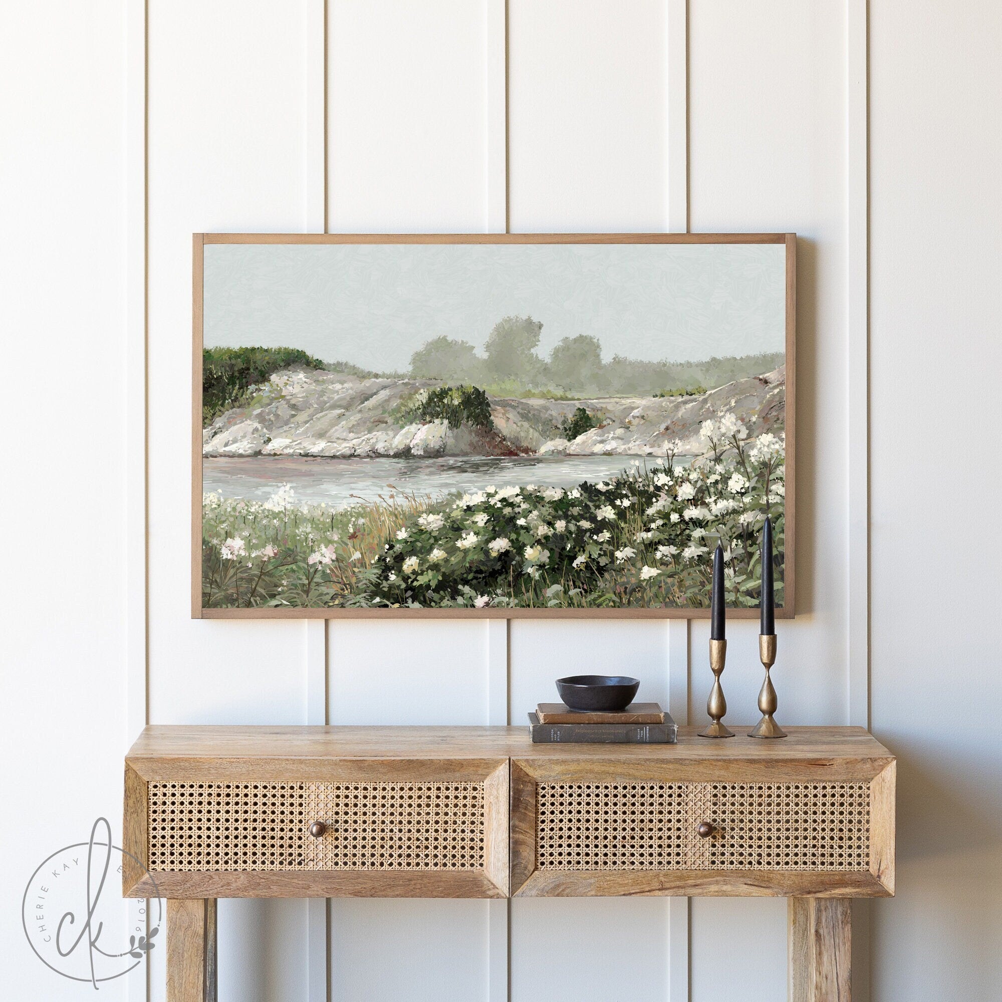 Spring Landscape Art | Botanical Art | Framed Wall Art | Living Room Wall Decor | Entryway Art | Wildflower Art | Spring Wall Art