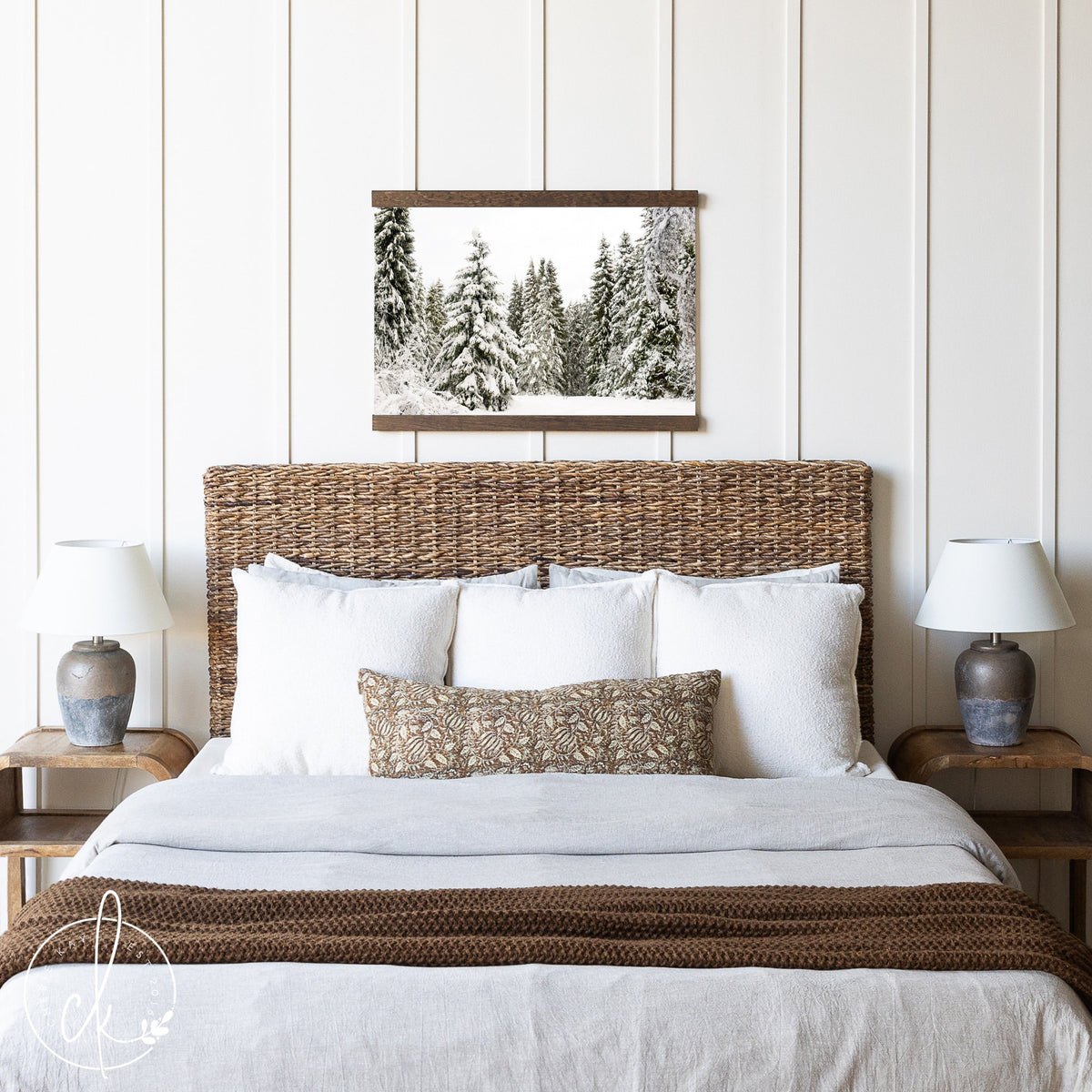 Winter Pines Tapestry Art | Landscape Wall Art | Winter Landscape | Entryway Wall Decor | Snowy Pines Wall Hanging | T42