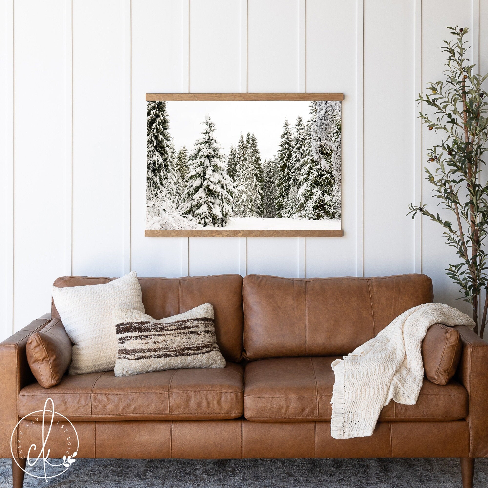 Winter Pines Tapestry Art | Landscape Wall Art | Winter Landscape | Entryway Wall Decor | Snowy Pines Wall Hanging
