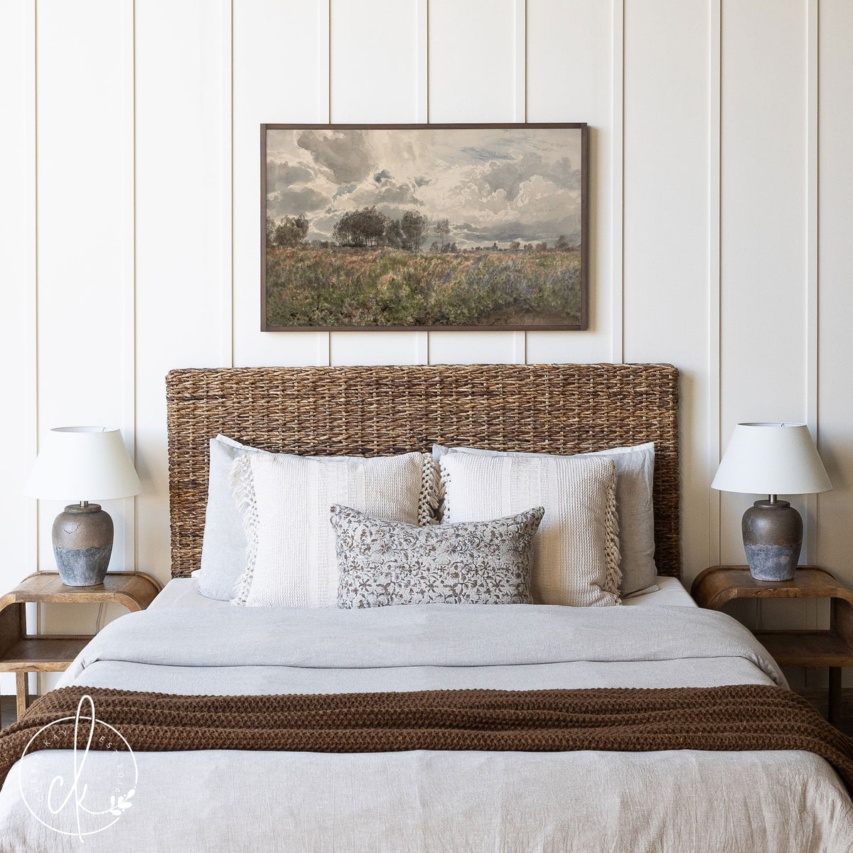 Vintage Wildflower Field | Farmhouse Wall Decor | Vintage Wall Art | Spring Meadow Painting | Framed Wall Art | Bedroom Decor | W92