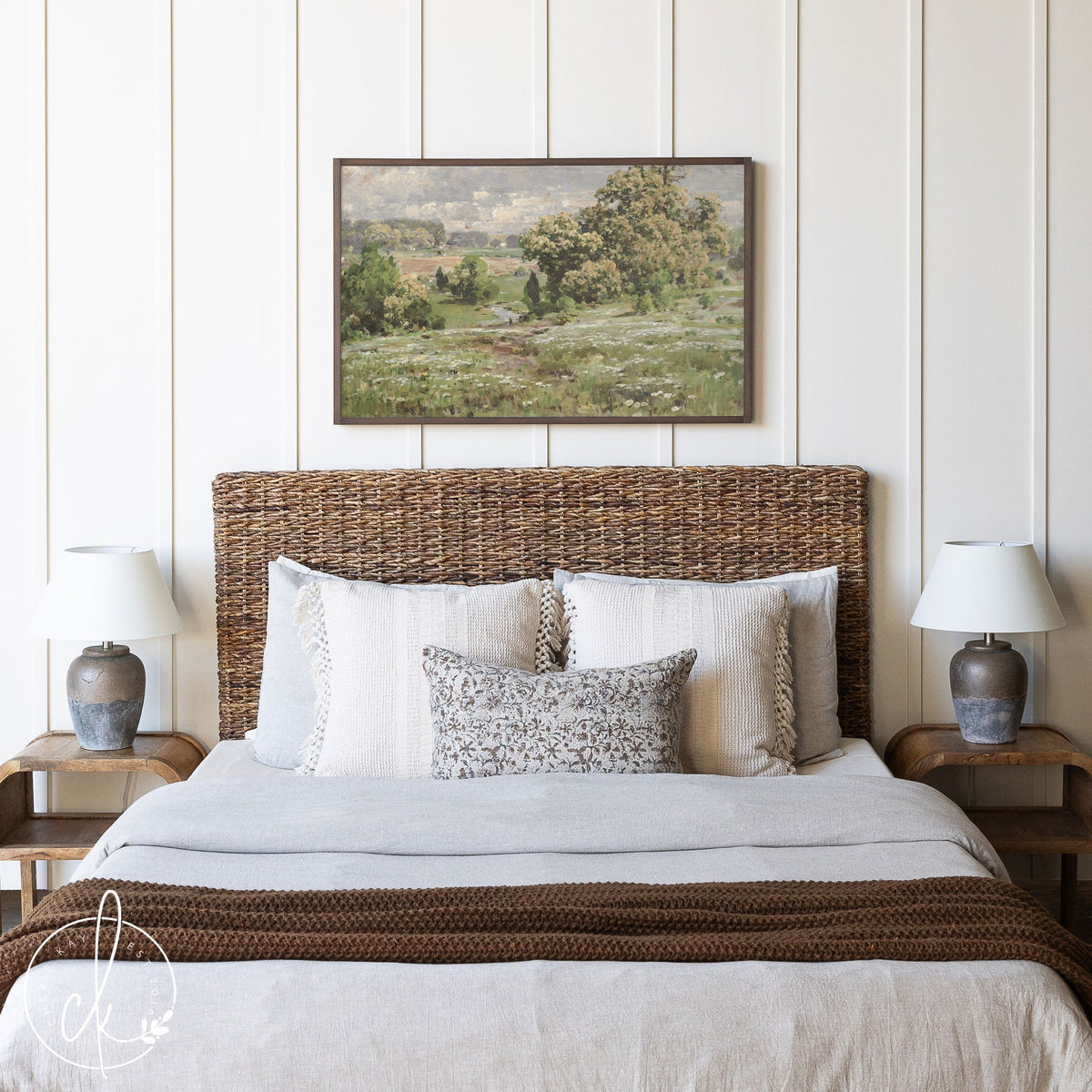 Spring Meadow Painting | Framed Wall Art | Living Room Wall Art | Countryside Wall Art | Large Wall Art | Farmhouse Art | W96