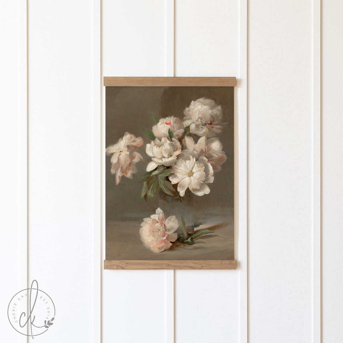 Pink Flower Painting | Canvas Tapestry | Floral Wall Decor | Vintage Floral Art | Botanical Wall Art