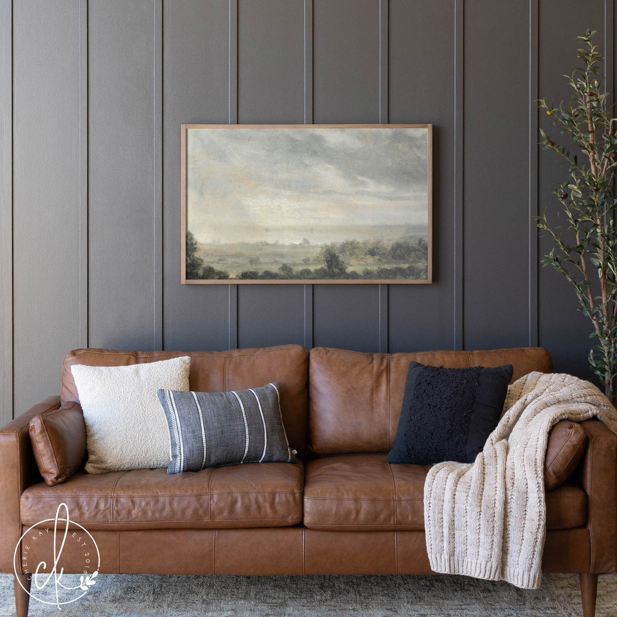 Country Landscape Painting | Elbe Valley Painting | Farmhouse Art | Framed Wall Art | Living Room Decor | Johan Christian Dahl