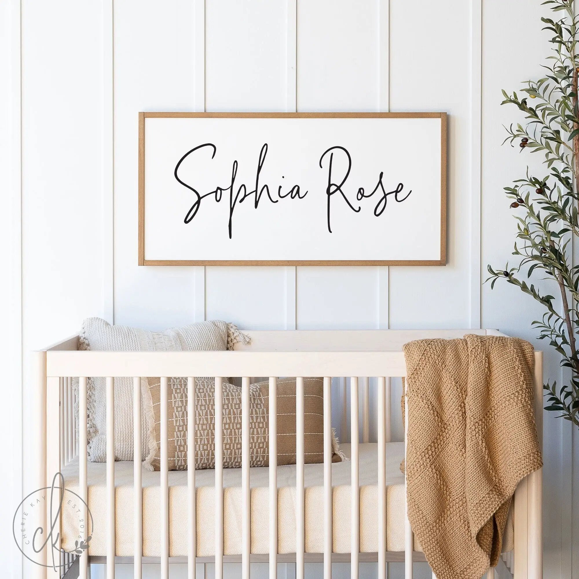 Name Sign For Nursery | Girl Name Sign | Nursery Room Decor | Baby Shower Gift | Wood Framed Sign | Sophia Rose