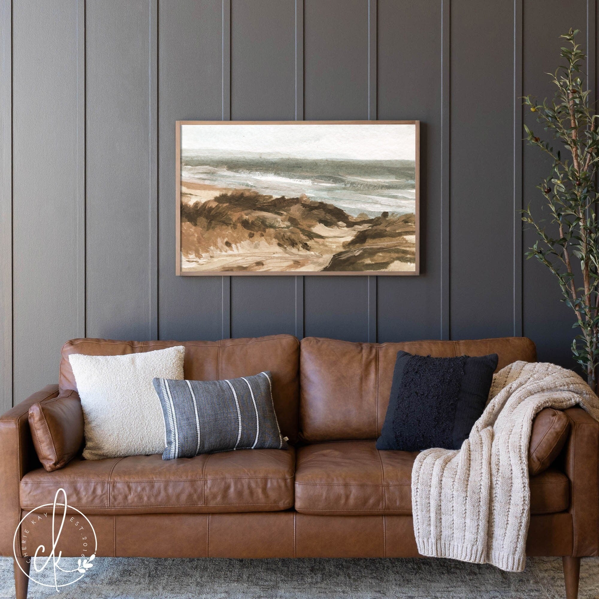 Framed Beach Landscape Art | Framed Wall Art | Abstract Wall Art | Ocean Wall Art | Bedroom Wall Art | Living Room Art | Wind And Sand