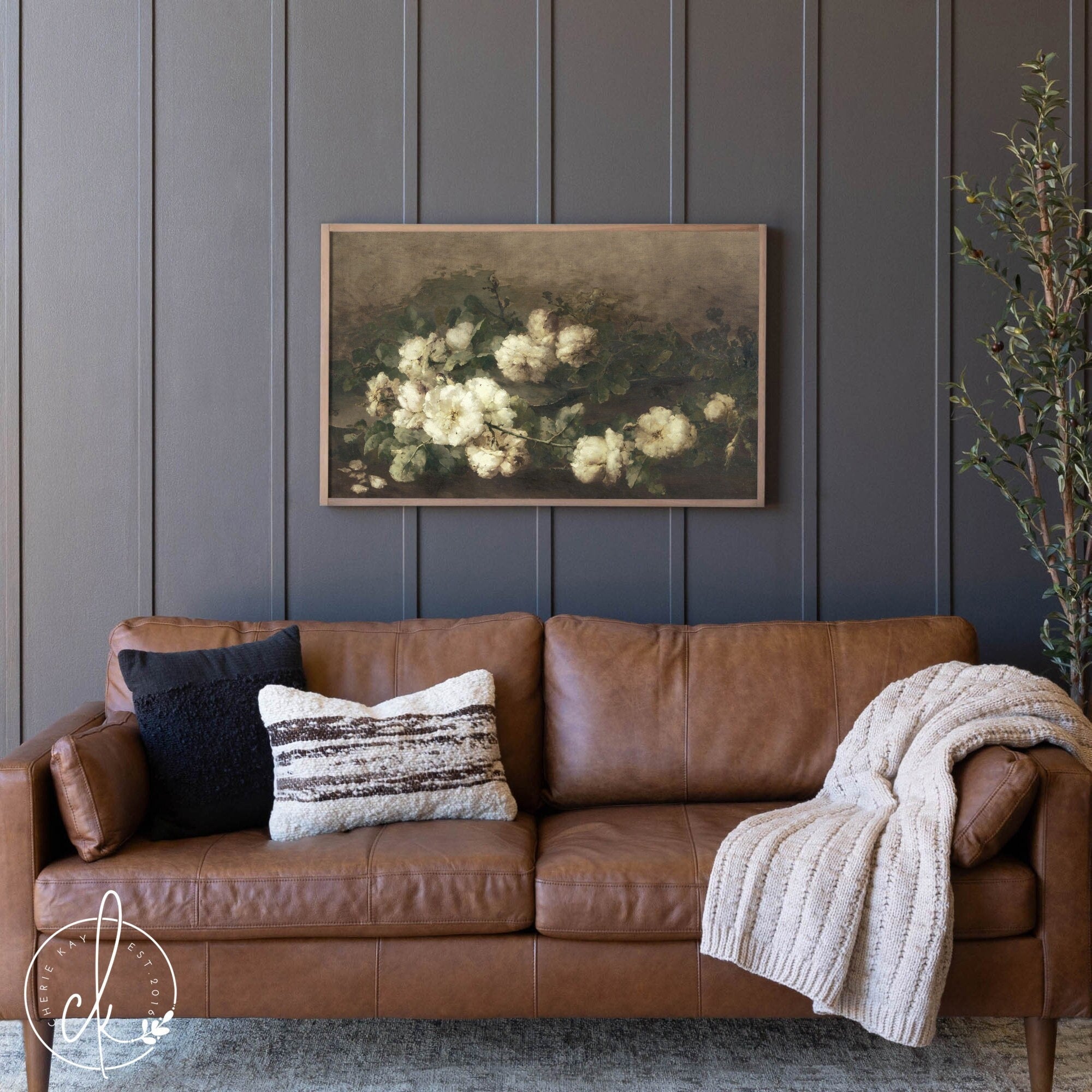 Floral Wall Art | Botanical Art | Framed Wall Art | Living Room Decor | Vintage Wall Art | White Bouquet Painting