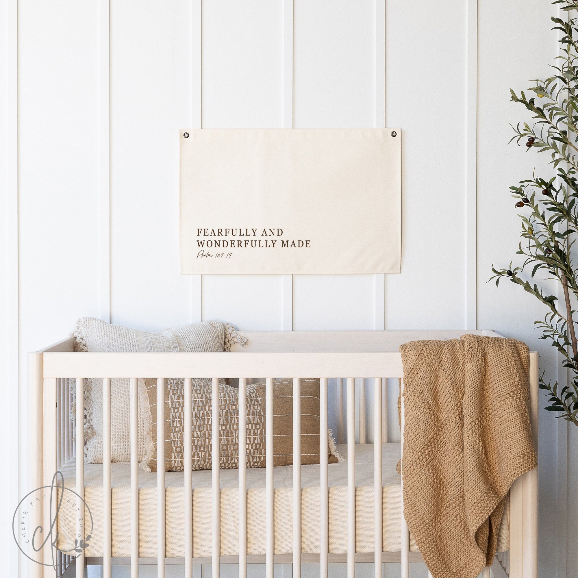 Fearfully And Wonderfully Made| Canvas Flag | Nursery Wall Art | Scripture Nursery Decor | Baby Shower Gift | Psalm 139:14