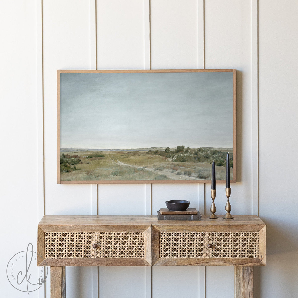 Vintage Landscape Painting | Wood Framed Sign | Farmhouse Living Room Decor | Entryway Wall Art | Large Wall Art | W84