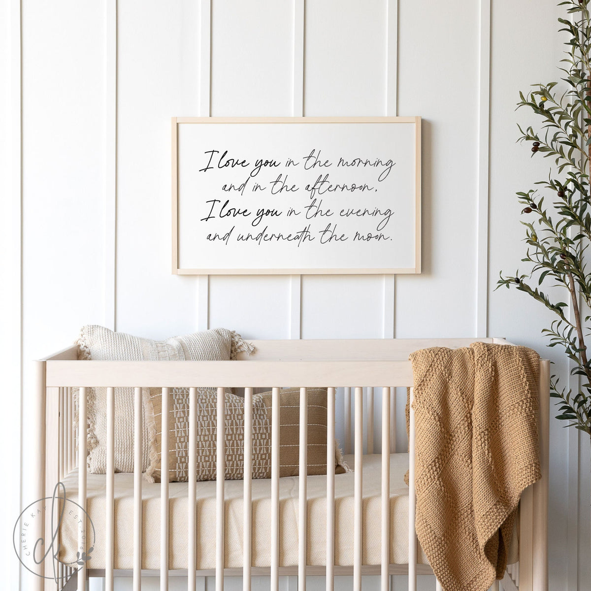 I Love You In The Morning | Wood Framed Sign | Nursery Wall Art | Kids Room Wall Art | Neutral Nursery Decor | Baby Shower Gift