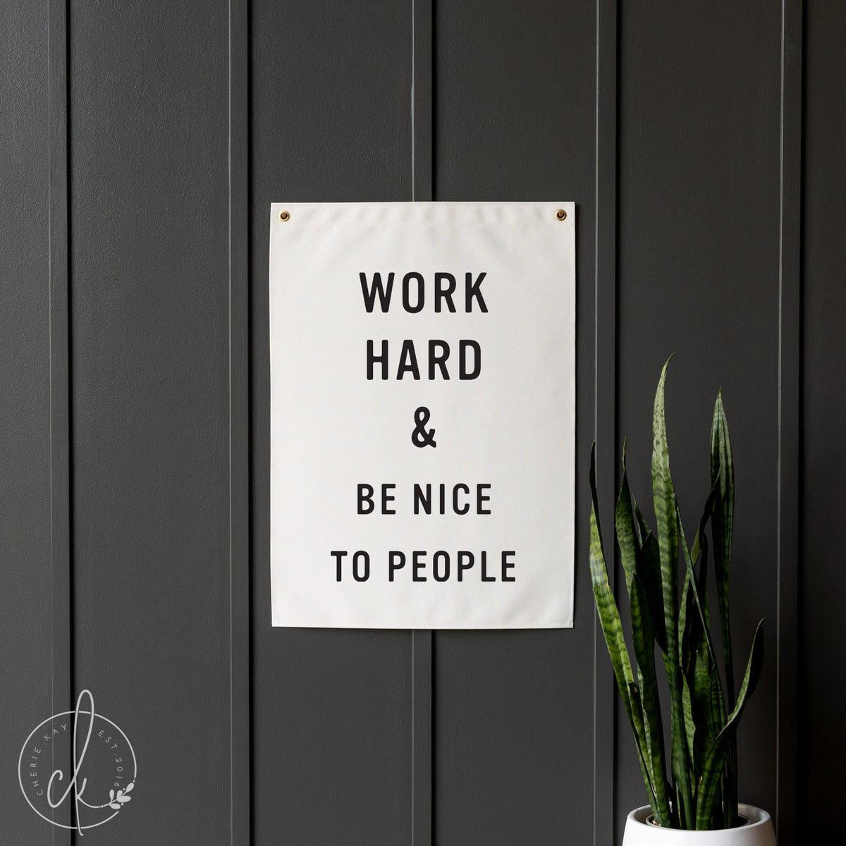 Work Hard And Be Nice To People | Canvas Flag | Quotes About Life | Inspirational Art | Canvas Wall Art | Kids Room Decor